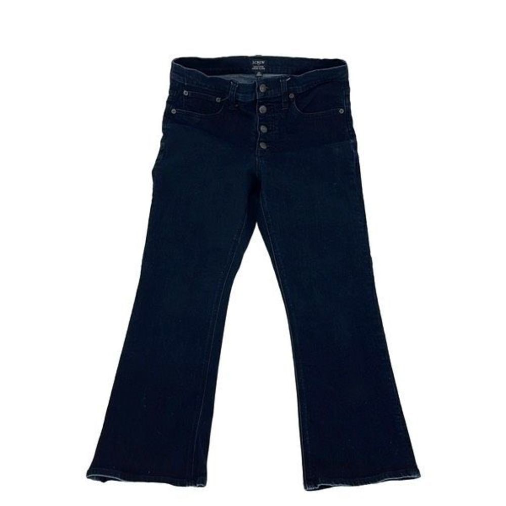 J.Crew Women's Crop Flare Jeans Cotton Blend High-Rise Dark Wash Blue Size 31